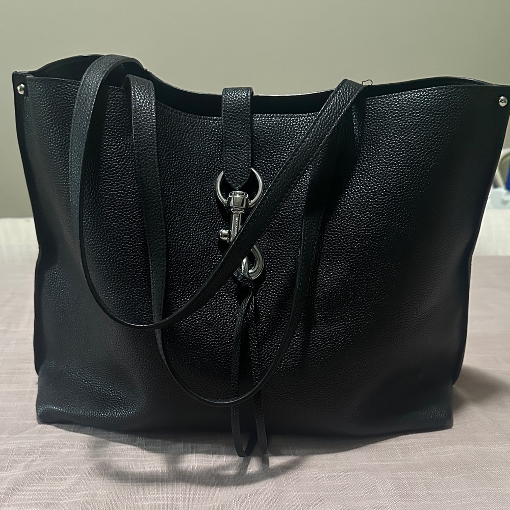Rebecca Minkoff Black Leather Tote with Hardware Detail